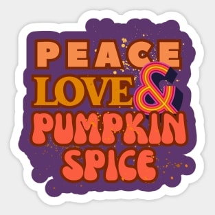 Peace, Love, and Pumpkin Spice - Retro Groovy Rainbow Style Sticker